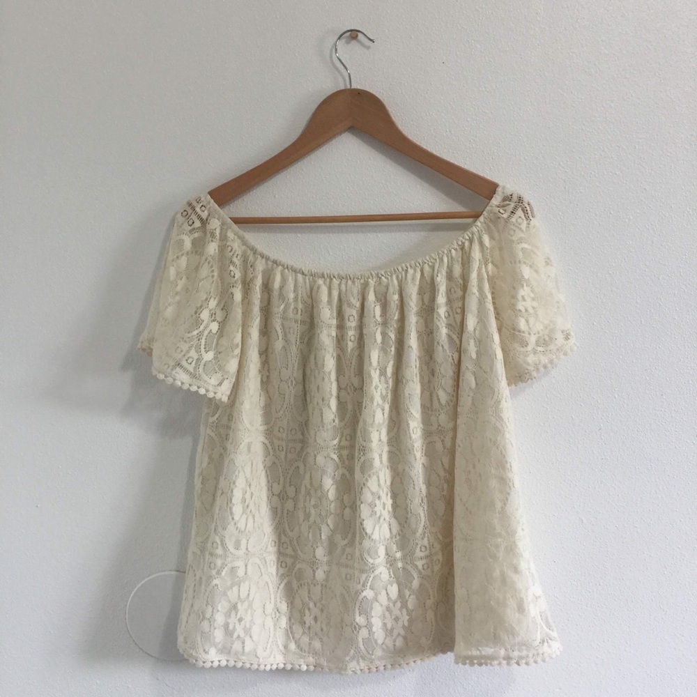 White lace off the shoulder top